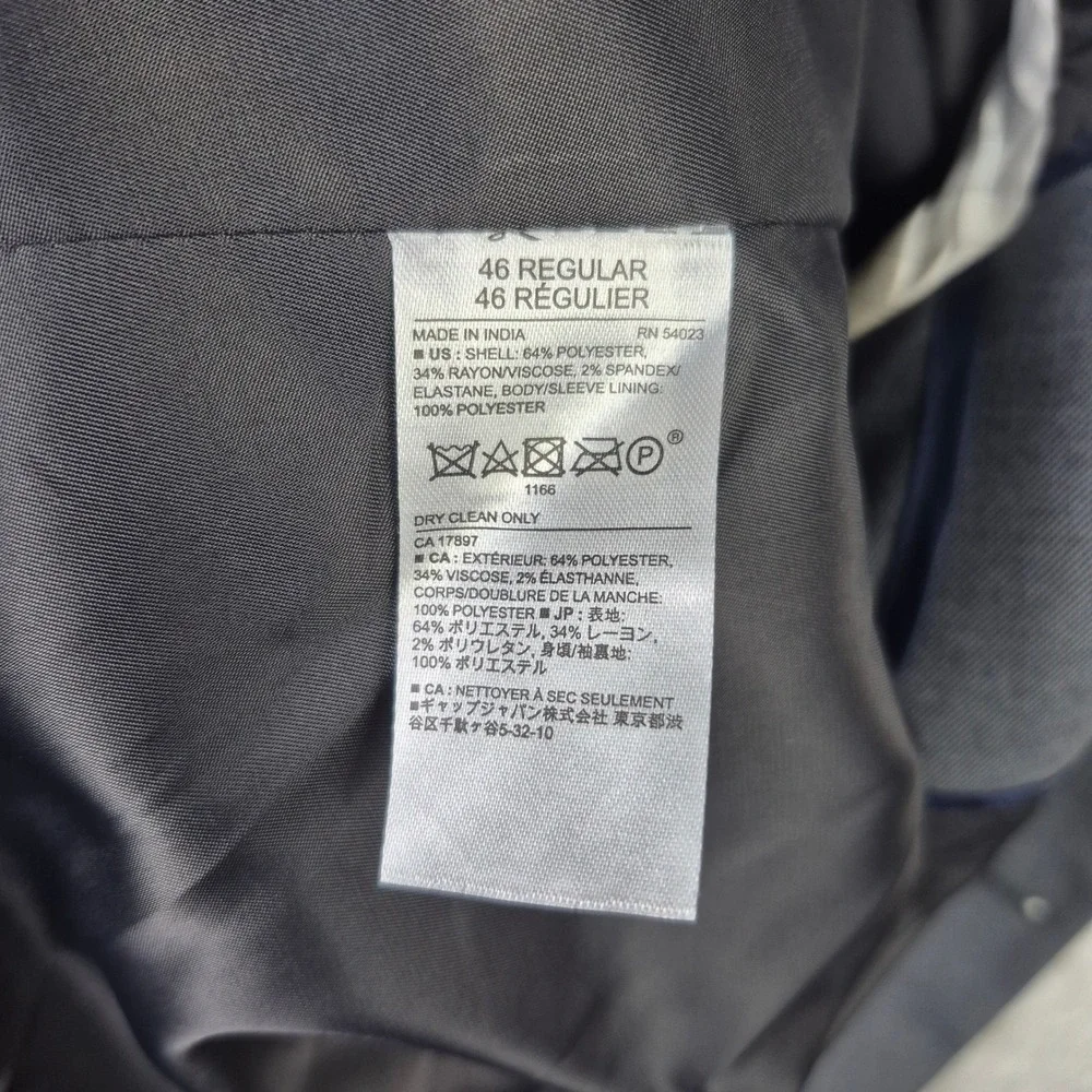 Banana Republic Mens 46R Slim Fit Sharkskin‎ Blazer Grey Sport Coat 532458